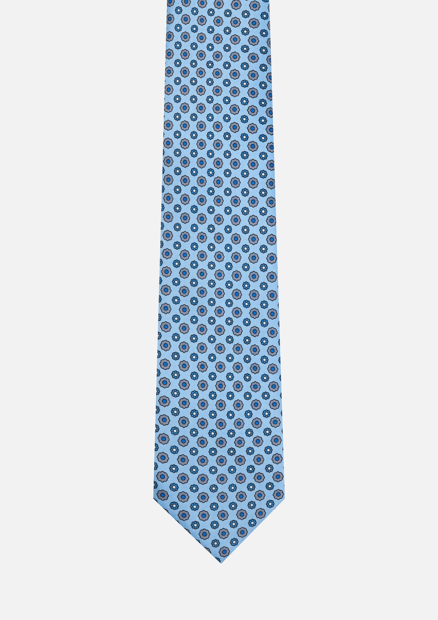 CRAVATTA 3 PIEGHE ITALIANA MICRO MOTIVO FLOREALE – AZZURRO E BLU