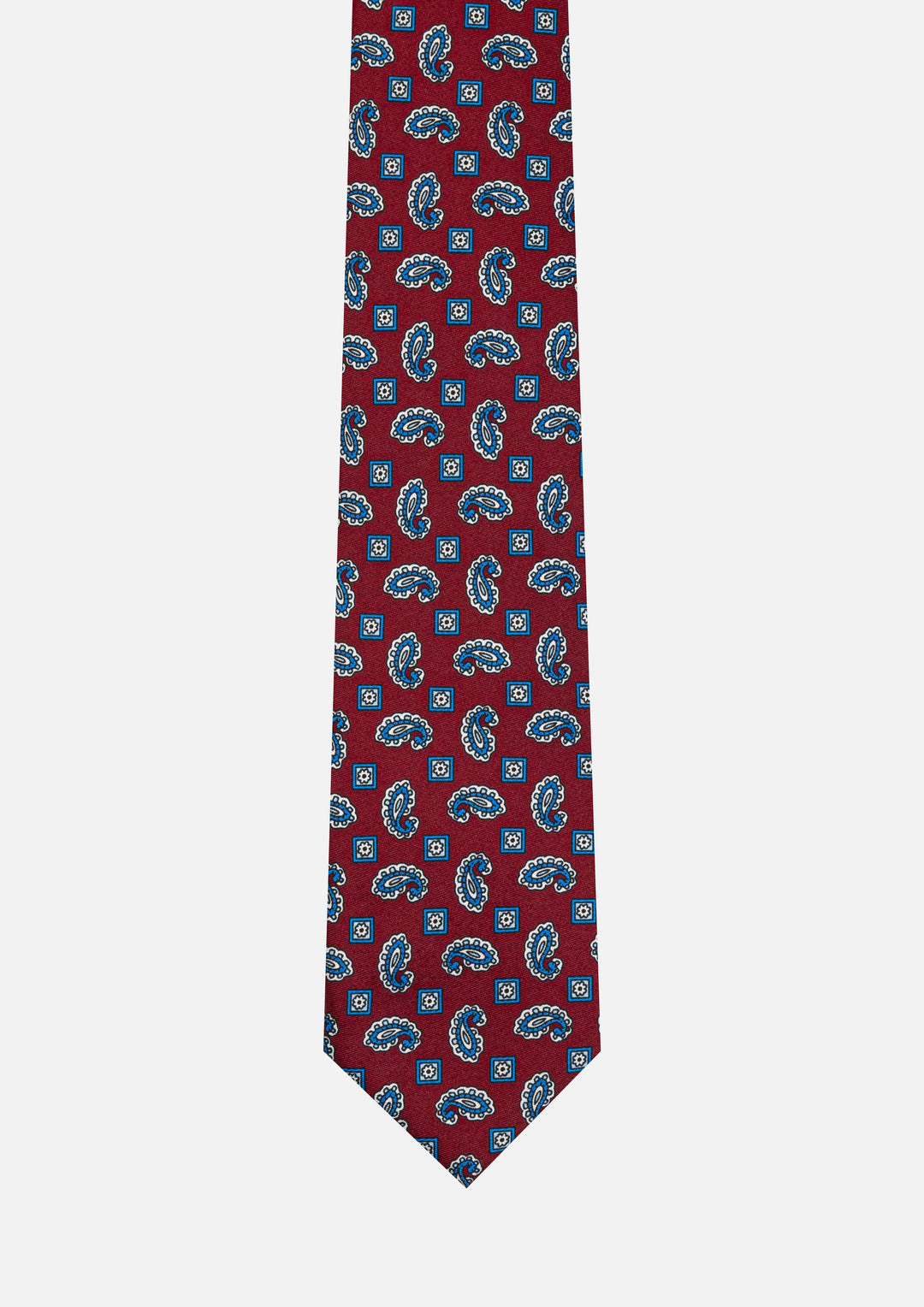CRAVATTA 3 PIEGHE ITALIANA PAISLEY – BORDEAUX E AZZURRO