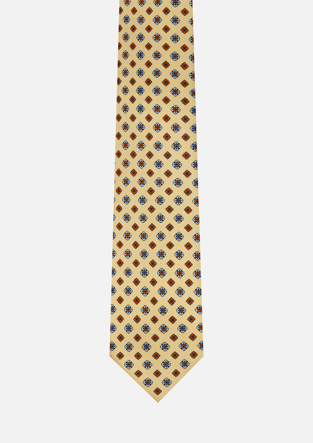 CRAVATTA 3 PIEGHE ITALIANA GEOMETRICA – AVORIO E ARANCIO