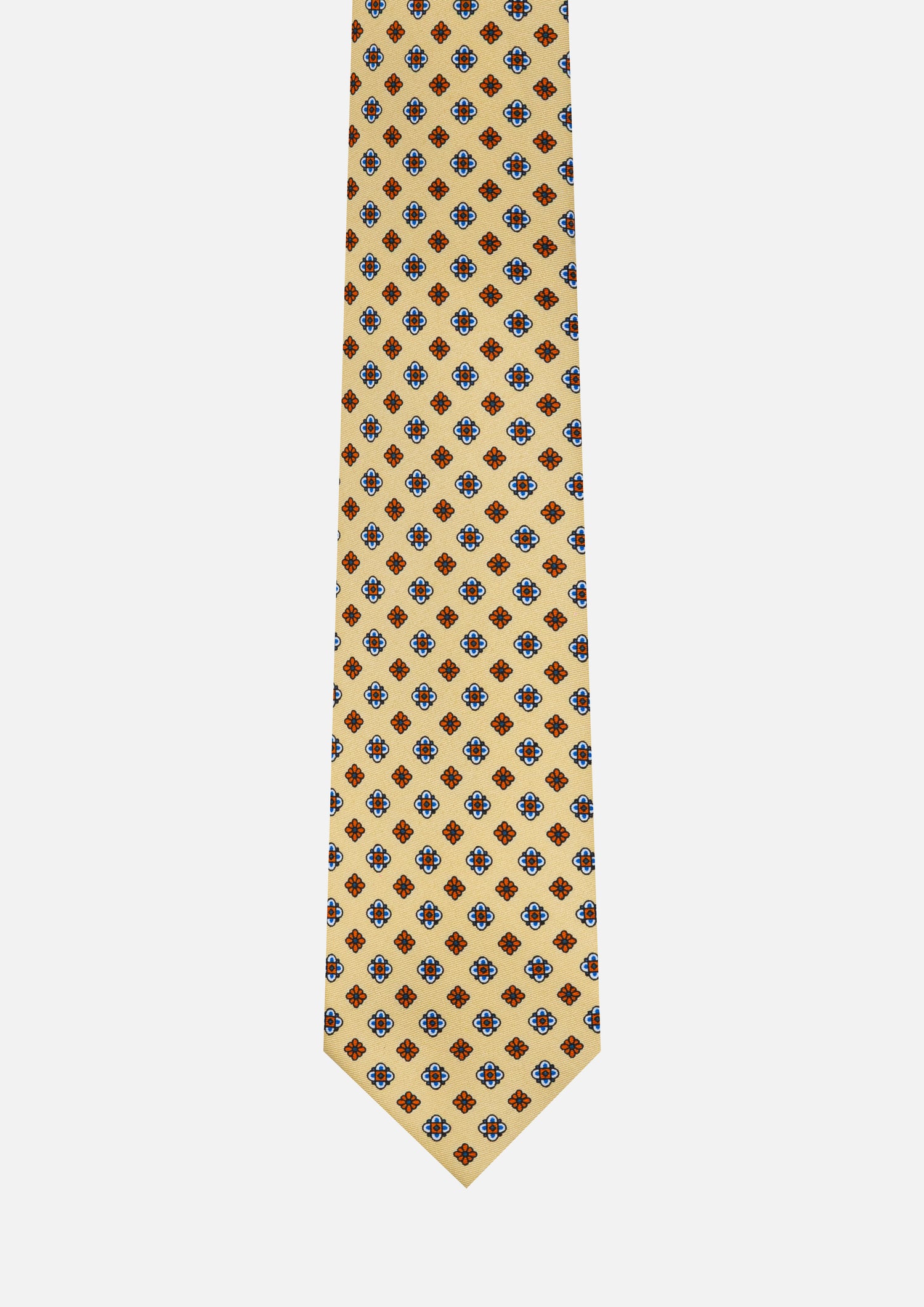 CRAVATTA 3 PIEGHE ITALIANA GEOMETRICA – AVORIO E ARANCIO