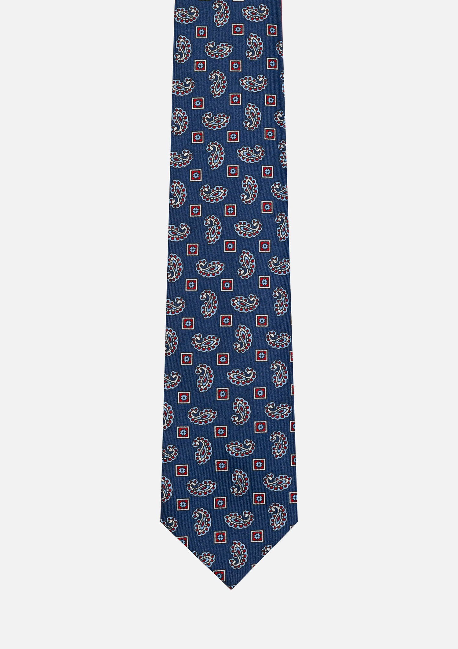 CRAVATTA 3 PIEGHE ITALIANA PAISLEY – BLU E ROSSO