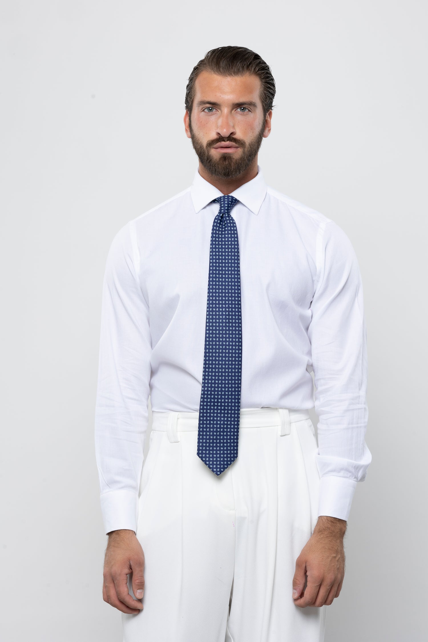 CRAVATTA 3 PIEGHE ITALIANA MICRO PAISLEY – BLU E AZZURRO