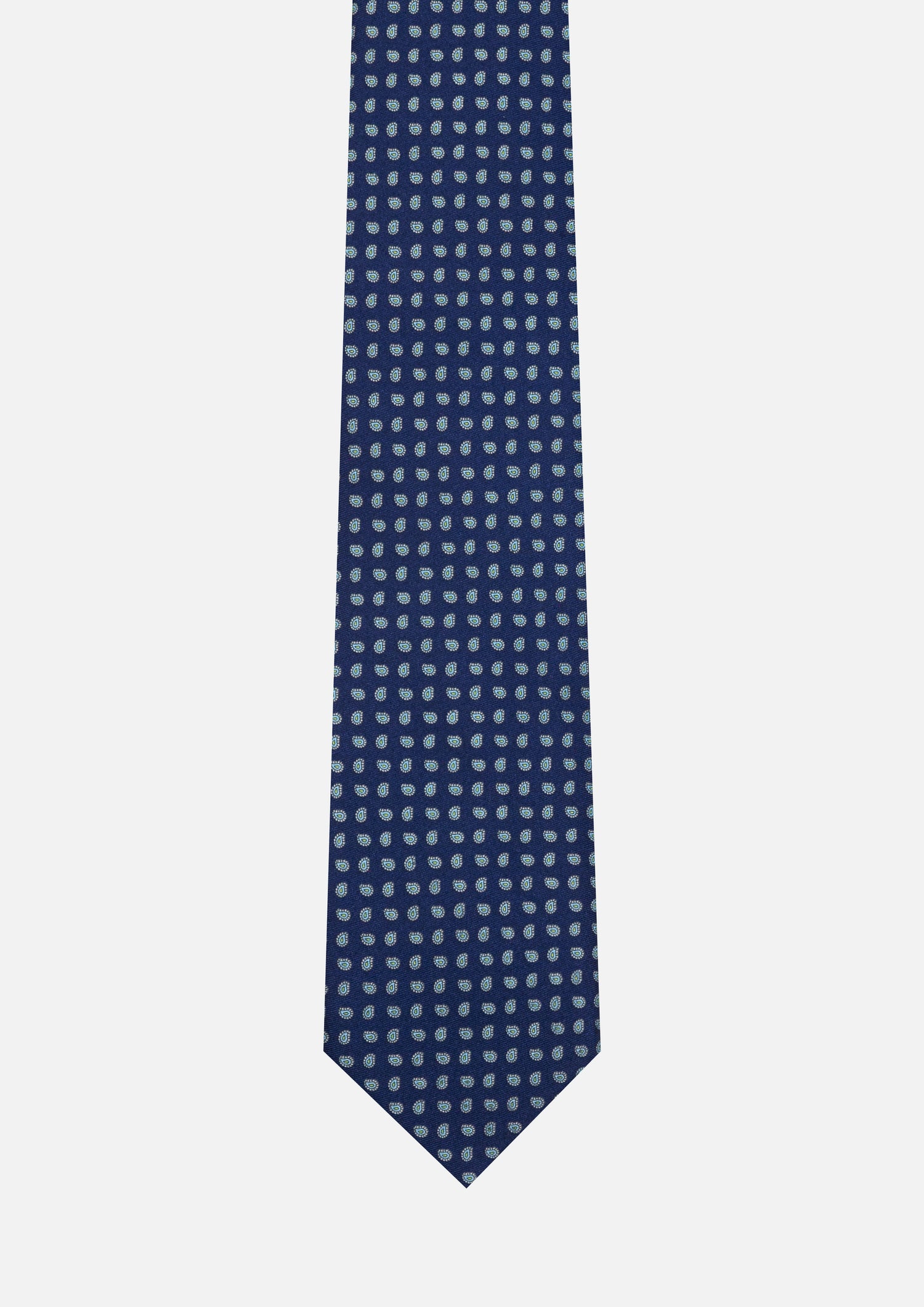 CRAVATTA 3 PIEGHE ITALIANA MICRO PAISLEY – BLU E AZZURRO