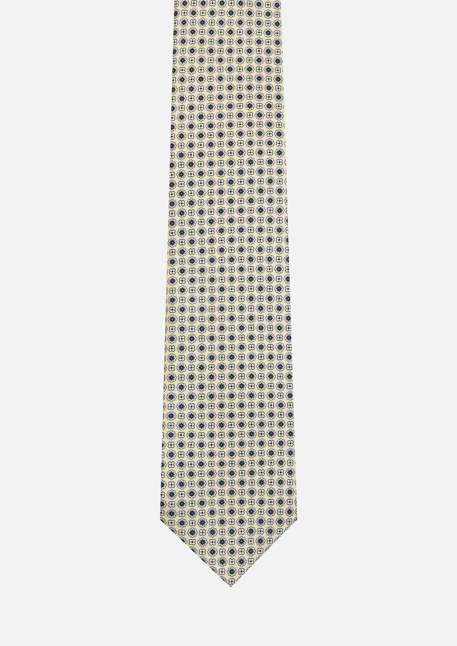 CRAVATTA 3 PIEGHE MICRO GEOMETRICA – AVORIO E BLU