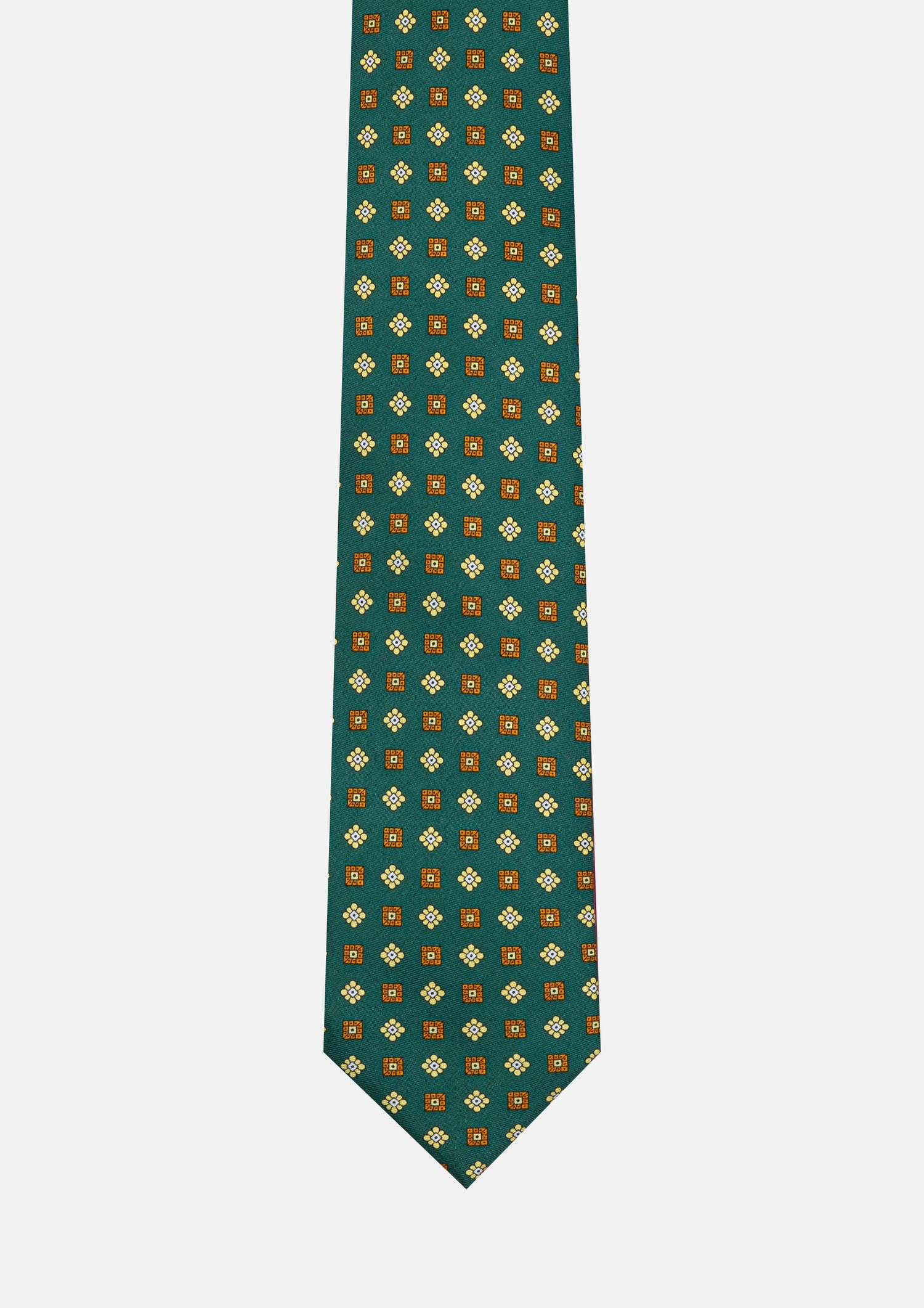 CRAVATTA 3 PIEGHE MICRO GEOMETRICA – VERDE E ARANCIO