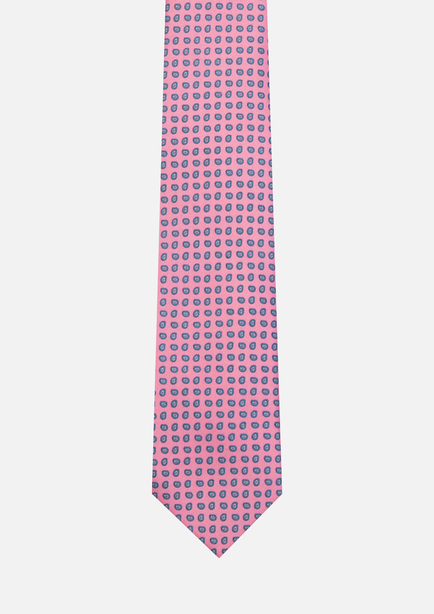 CRAVATTA 3 PIEGHE ITALIANA MICRO PAISLEY – ROSA E AZZURRO
