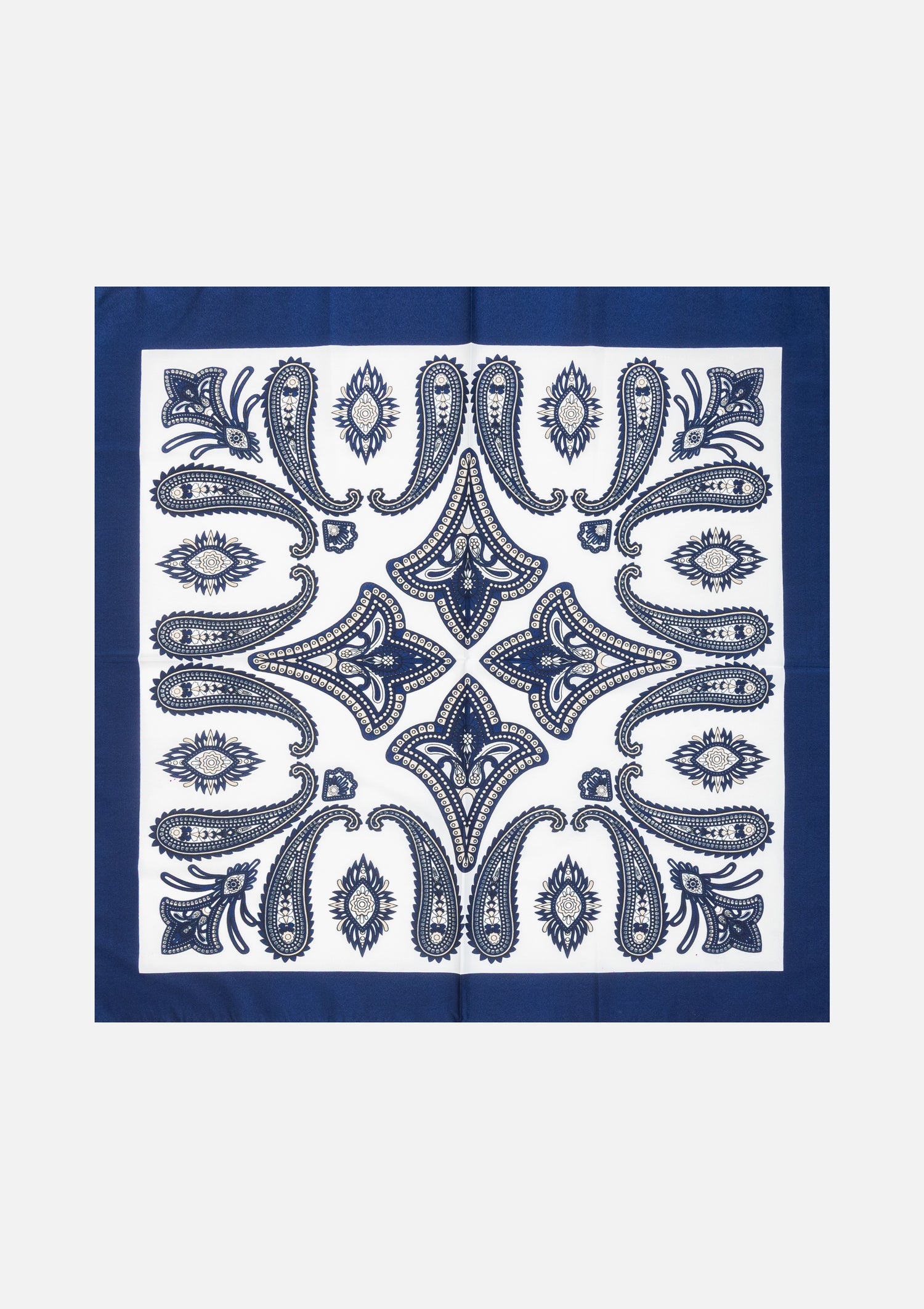 FOULARD IN TWILL DI SETA PAISLEY – BIANCO E BLU